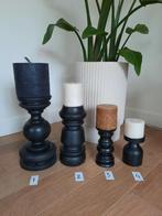 4 x baluster kandelaar zwart hout evt met kaarsen / samen, Zwart, Ophalen of Verzenden, Zo goed als nieuw, Hout