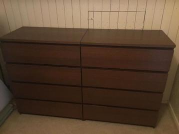 2x MALM ikea kasten (bruin - 4 lades per kast) beschikbaar voor biedingen