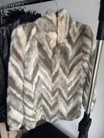 Vintage Y2K beige grijze imitatiebonten winter jas, Kleding | Dames, Vintage, Ophalen of Verzenden, Zo goed als nieuw, Vintage