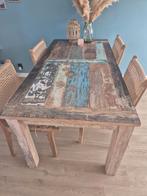 Eettafel, Huis en Inrichting, Teakhout, Boho, Ibiza, Strand, Zo goed als nieuw, Vijf personen of meer