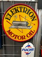 Elektrion Motor oil blikken reclamebord 1946 Bruxelles, Ophalen of Verzenden