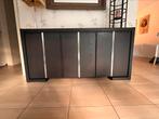 Dressoir - donkerbruin, Ophalen, 150 tot 200 cm, Eikenhout, 25 tot 50 cm
