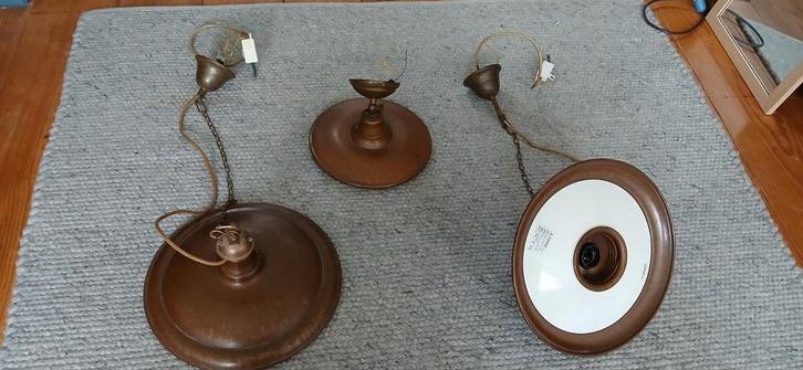 Mooie koperen  IL Fanale Italiaanse merk lampen 3 stuks, Antiek en Kunst, Antiek | Lampen, Ophalen of Verzenden
