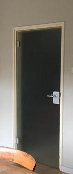 Glazen deur, matglas, 201 x 83 cm, linksdraaiend, Doe-het-zelf en Verbouw, Deuren en Horren, 80 tot 100 cm, Gebruikt, Ophalen of Verzenden