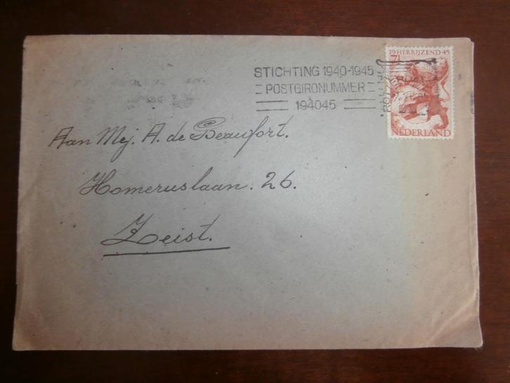 NL 1945 Envelop met BEVRIJDINGSZEGEL EN SPEC STEMPEL, Postzegels en Munten, Brieven en Enveloppen | Nederland, Envelop, Verzenden