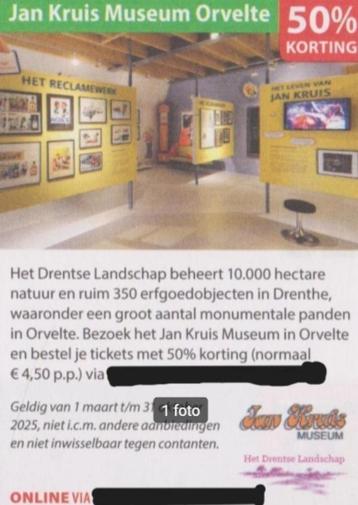 Jan Kruis Museum Orvelte 50% kortingslink/code beschikbaar voor biedingen