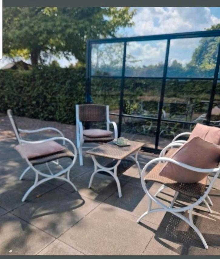 Aluminium Tuinset / Loungeset - 4 Stoelen + Tafel, Tuin en Terras, Tuinsets en Loungesets, Zo goed als nieuw, Aluminium, Ophalen