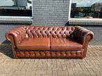 Stoere Chesterfield Bank bruin GRATIS BEZORGD, 125 cm of meer, Gebruikt, Rechthoekig, Leer