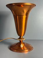 Vintage Art Deco Koperen Tafellamp, Gebruikt, ?, Minder dan 100 cm, Metaal