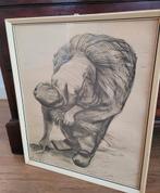Van Gogh tekening/afdruk 'Boerin die graan raapt' in lijst, Antiek en Kunst, Kunst | Tekeningen en Foto's, Ophalen of Verzenden