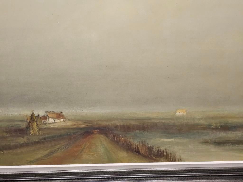 Schilderij van landschap met huizen, Ophalen of Verzenden