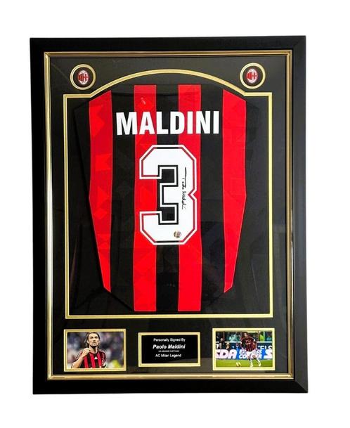 Paolo Maldini AC Milan 1994 Gesigneerd Ingelijst Shirt, Verzamelen, Sportartikelen en Voetbal, Nieuw, Shirt, Buitenlandse clubs