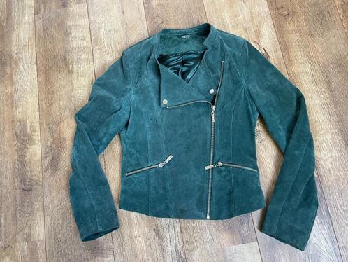 Zo goed als nieuwe leren jas mt.S € 10,00, Kleding | Dames, Jassen | Zomer, Zo goed als nieuw, Maat 36 (S), Groen, Ophalen of Verzenden