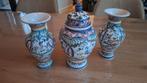 Portugese handgeschilderde potten - 20 cm hoog, Gebruikt, Overige kleuren, Aardewerk of Porselein, Ophalen of Verzenden