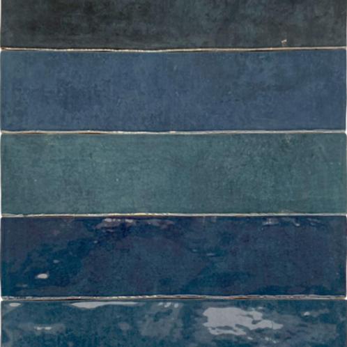 Restpartij klein wandtegel marine blauw 6.25 x 25 uitverkoop, Doe-het-zelf en Verbouw, Tegels, Nieuw, Wandtegels, Keramiek, 20 tot 40 cm