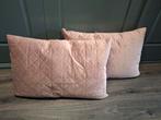 Roze Velours Rugkussens - Set van 2, Huis en Inrichting, Woonaccessoires | Kussens, Ophalen, Zo goed als nieuw, Roze, Rechthoekig