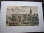 Delft, Kleuren gravure Gasthuis met Kerk met schade, Antiek en Kunst, Kunst | Etsen en Gravures, Ophalen