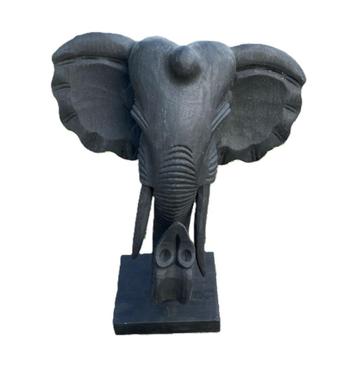 OLIFANTEN KOP OP STANDAARD ZWART 46 cm nr. 1 NIEUW beschikbaar voor biedingen