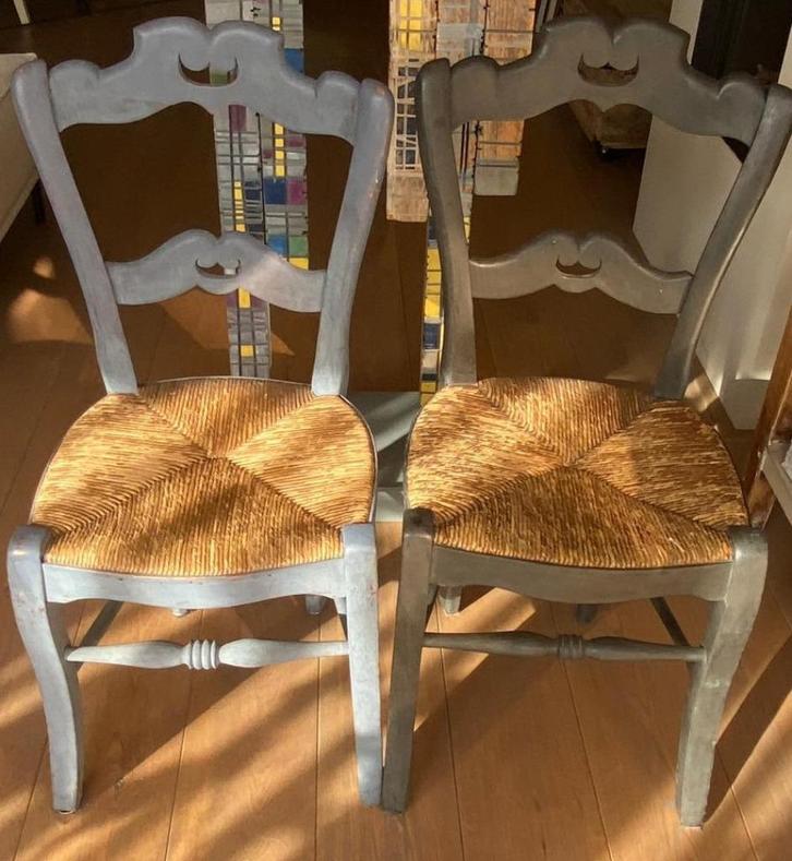 franse damesstoeltjes, Huis en Inrichting, Stoelen, Zo goed als nieuw, Twee, Hout, Riet of Rotan, Grijs, Ophalen