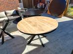 Ongebruikte tafel mangohout 130CM naturel met zwarte band #9, Huis en Inrichting, Tafels | Eettafels, Ophalen, Rond, Zo goed als nieuw