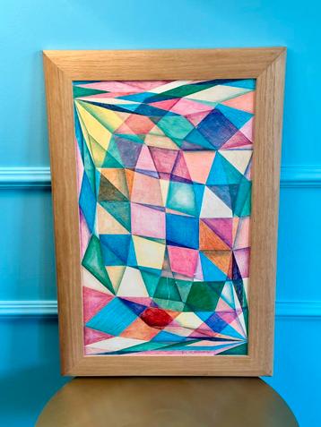 Joop van Bossum Abstract Multicolor Schilderij 30 x 50 cm beschikbaar voor biedingen