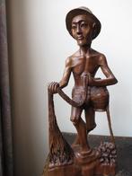 mooi uit hout gesneden visserman beeld 50 cm, Antiek en Kunst, Ophalen of Verzenden