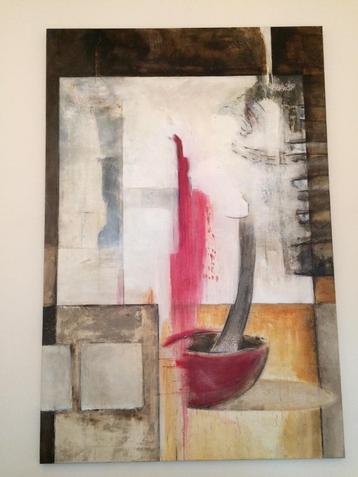 Groot schilderij "Basics of Live" van Toos van Poppel beschikbaar voor biedingen