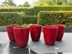 5 Bordeaux rode bloempotten, Tuin en Terras, Bloempotten, Rond, Binnen, Ophalen of Verzenden, Zo goed als nieuw