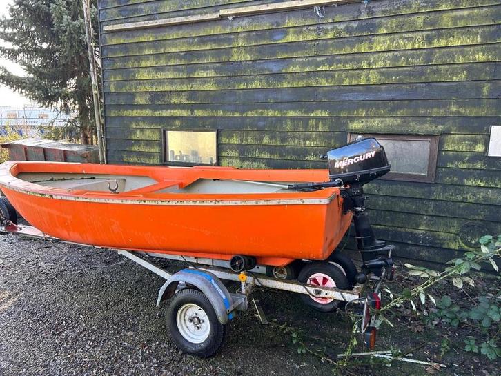 Gekeurde reddingsloep met  trailer zonder motor, Watersport en Boten, Sloepen, Gebruikt, Tot 10 pk, 3 tot 6 meter, Geen motor