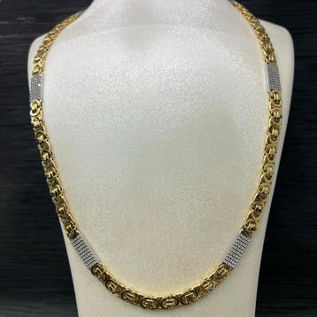 Prachtige 14 kt gouden massieve platte koningsketting 70 cm beschikbaar voor biedingen