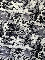 Zwart-wit bloemen stof, Hobby en Vrije tijd, Stoffen en Lappen, 120 cm of meer, Zwart, Nieuw, Ophalen of Verzenden