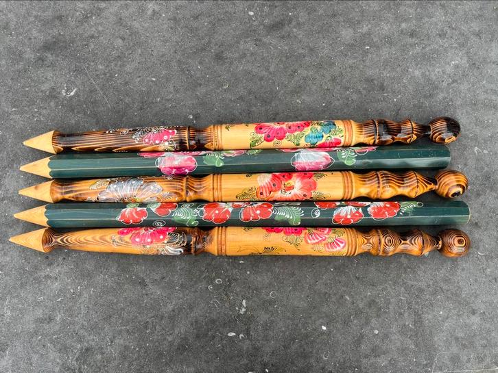 5 decoratieve potloden handgeschilderd, Antiek en Kunst, Kunst | Designobjecten, Ophalen