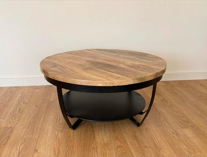 Perfecte Salontafel Mango Hout & Smeedijzer 90 cm, Huis en Inrichting, Tafels | Salontafels, Zo goed als nieuw, Minder dan 50 cm