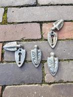 4 Antieke ijzeren sleutel afdekplaatjes, sleutelgat ornament, Ophalen of Verzenden