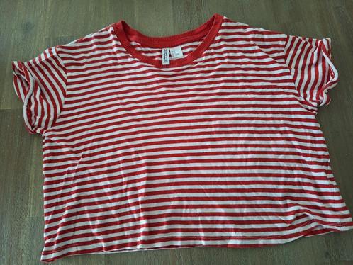 H&M divided rood-wit gestreepte top maat S, Kleding | Dames, Tops, Gedragen, Maat 36 (S), Rood, Korte mouw, Ophalen of Verzenden