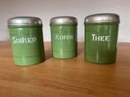 Set emaille voorraadblikken, koffie, thee en suiker, Antiek en Kunst, Ophalen of Verzenden