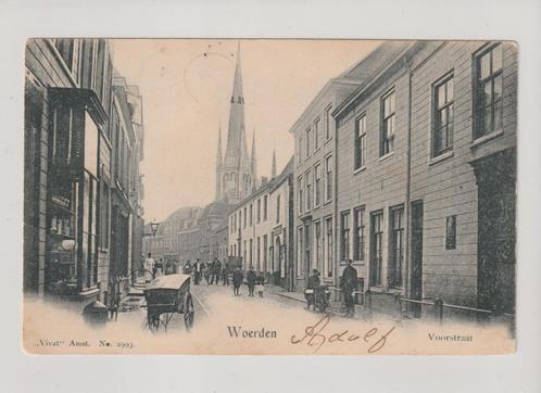 Woerden - Voorstraat * 250814-03, Verzamelen, Ansichtkaarten | Nederland, Gelopen, Utrecht, Voor 1920, Ophalen of Verzenden