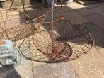 Oud brocante mandje, metaal plukmand, Ophalen of Verzenden
