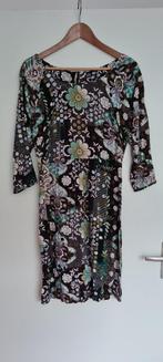 Didi bruine getailleerde jurk met bloemen, maat S, 3/4 mouw., Maat 38/40 (M), Bruin, Verzenden, Didi