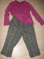 Grijze broek met grijs/fuchsia shirt, maat 122/128, Meisje, Ophalen of Verzenden, Zo goed als nieuw, Setje