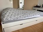 Wit één persoonsbed met onderlade/ bed, Huis en Inrichting, Gebruikt, 90 cm, Eenpersoons, Wit