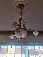 Antieke Hanglamp met Glazen Kap, Ophalen, Gebruikt, Glas, Antiek