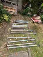 12 bouwstempels, verschillende lengtes. 4 duw-trek schoren, Doe-het-zelf en Verbouw, Steigers, Ophalen, Gebruikt, Overige typen