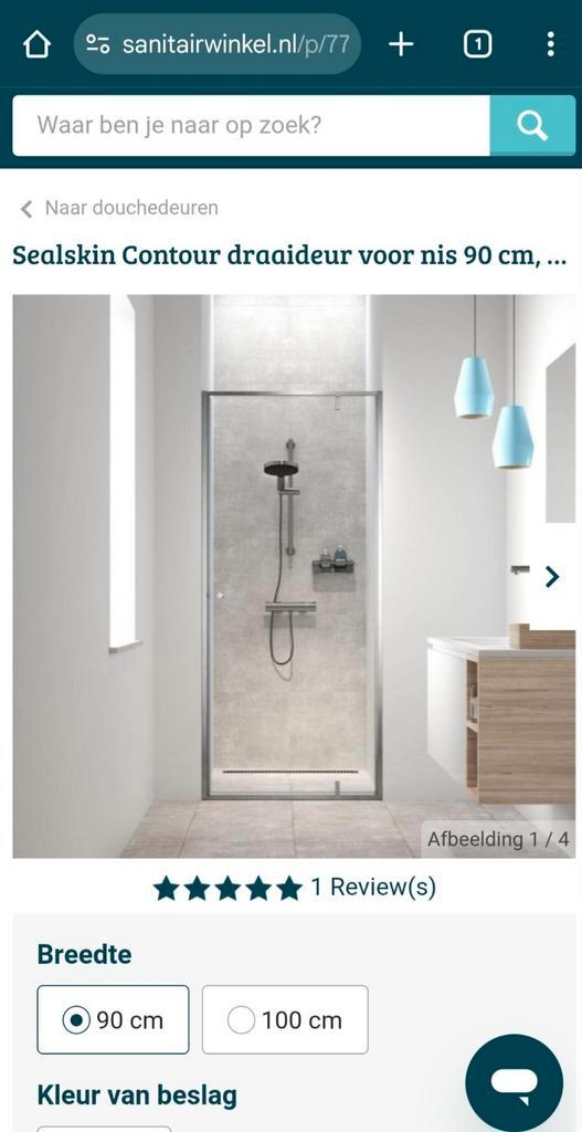 Sealskin Contour Douchedeur 90x200cm RVS, Huis en Inrichting, Badkamer | Badkamermeubels, Nieuw, Overige typen, 150 tot 200 cm