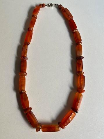 Agaat ketting met zilver sluiting gekeurt 925 beschikbaar voor biedingen