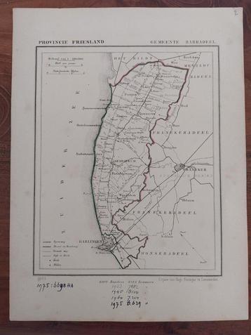 3 / Barradeel met oa Harlingen Franker litho 1865 J. Kuyper beschikbaar voor biedingen