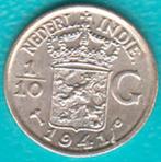 Nederlands-Indië 1/10 gulden 1941 P Wilhelmina zilver, Postzegels en Munten, Munten | Nederland, Zilver, Ophalen of Verzenden