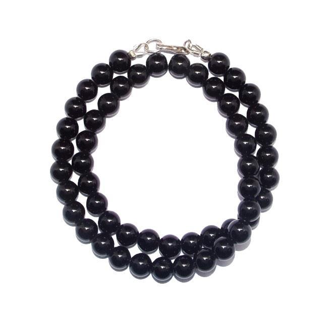 Halsketting Onyx zwart  Kralen 8 mm  925 sterling zilver, Verzamelen, Mineralen en Fossielen, Ophalen of Verzenden
