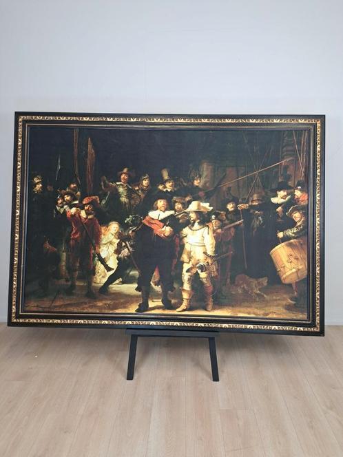 Prachtige grote nachtwacht schilderij op velours doek velvet, Huis en Inrichting, Woonaccessoires | Schilderijen, Tekeningen en Foto's