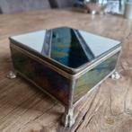 Antiek glazen/parlemoer doosje met metalen rand, Minder dan 50 cm, Minder dan 50 cm, Ophalen of Verzenden, Glas